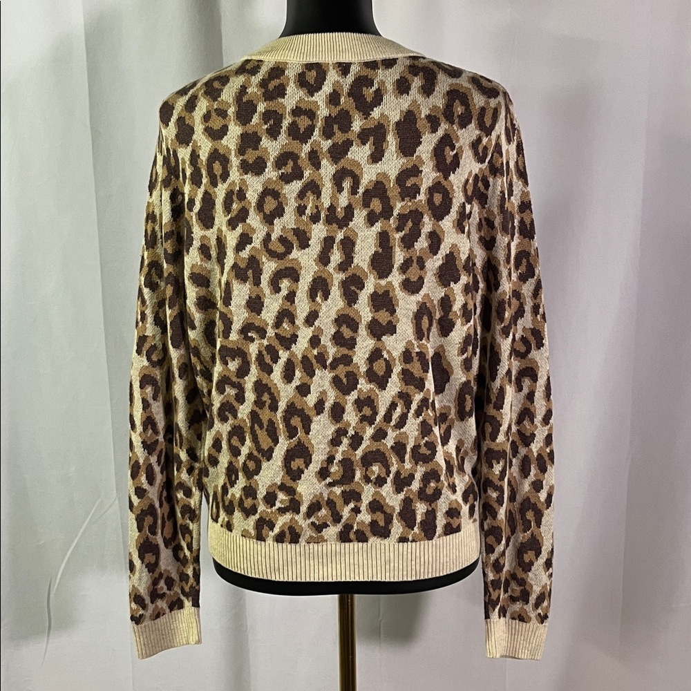 NWT A New Day Camel & Brown Leopard Print Crew Neck Sweater - Picture 5 of 16